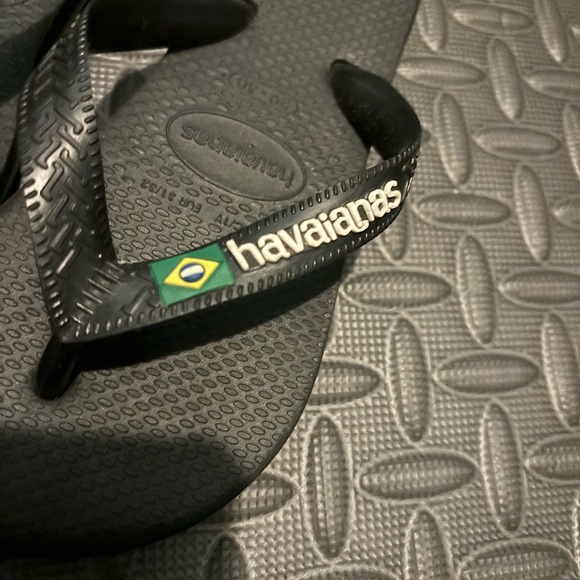 Havaianas Brazil Kids Black Flip Flop Sandals 13C/1Y Beach Pool Synthetic Rubber - Picture 2 of 5